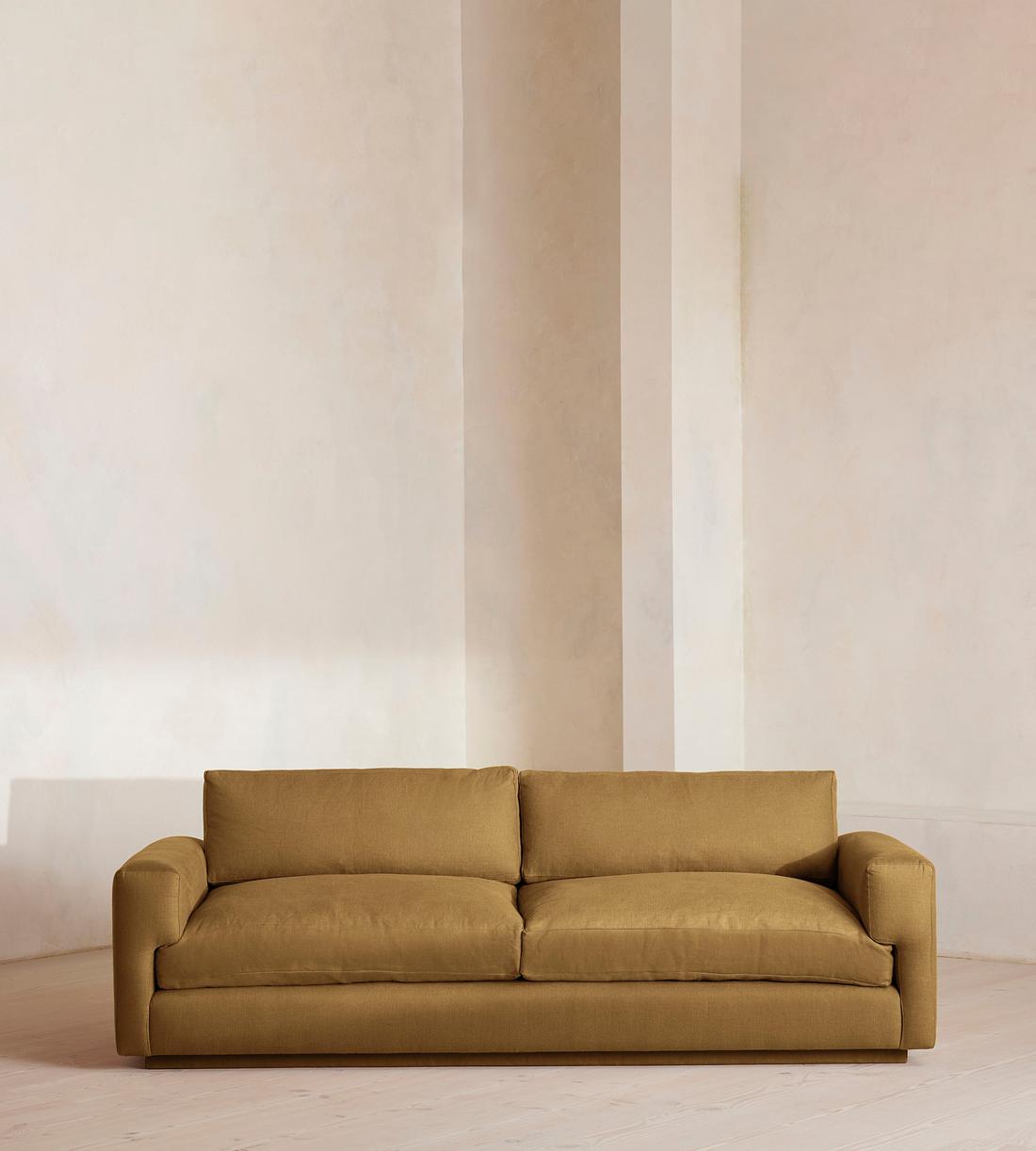 Mossley Three Seater Sofa - Linen - Ochre - US - Listing - Image 1