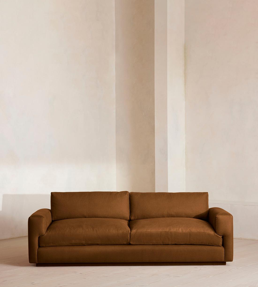 Mossley Three Seater Sofa - Linen - Terracotta - US - Listing - Image 1