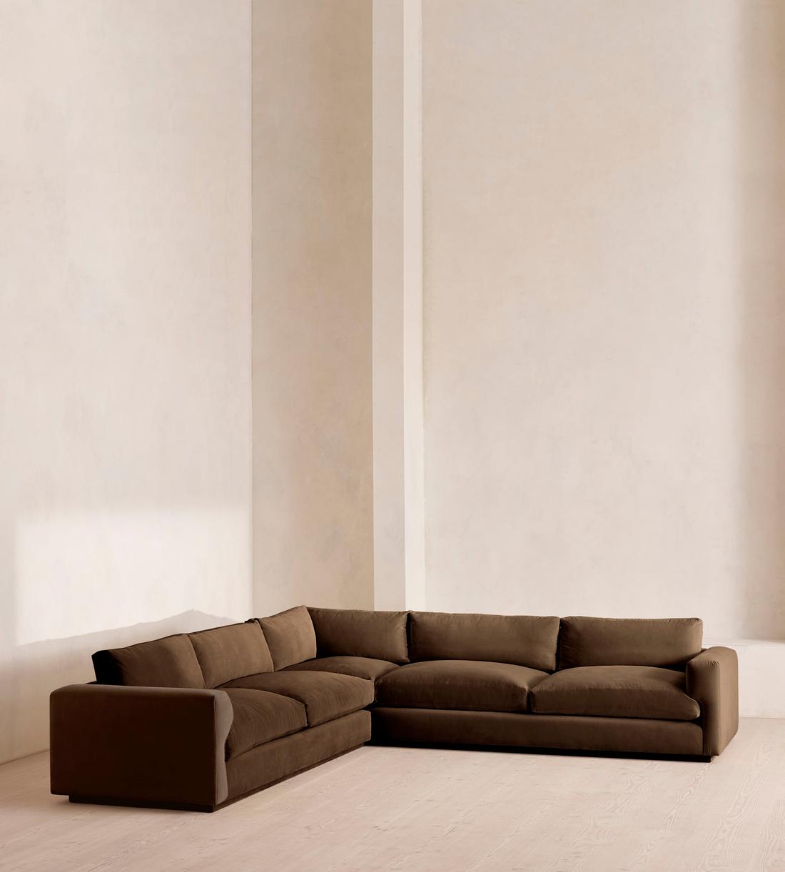 Mossley Corner Sofa - Velvet - Chocolate - Listing - Image 2