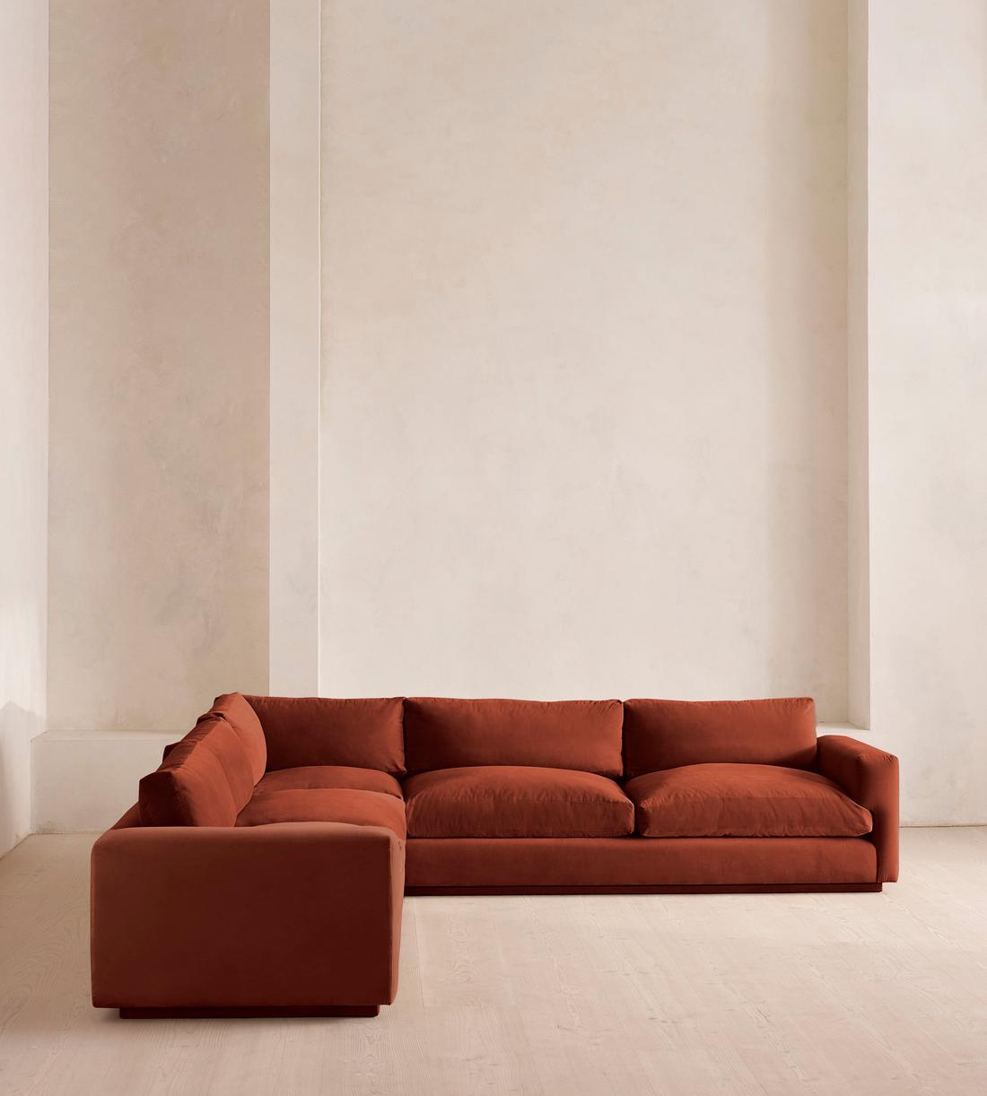 Mossley Corner Sofa - Velvet - Rust  - US - Listing - Image 1