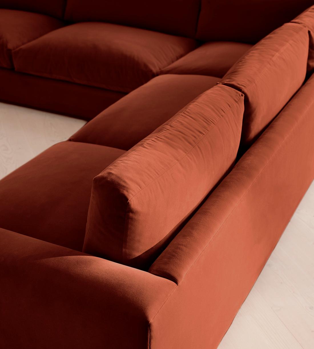 Mossley Corner Sofa - Velvet - Rust  - US - Images - Image 5