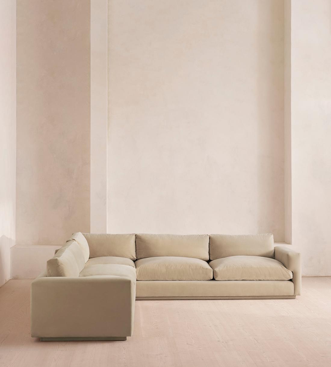 Mossley Corner Sofa - Velvet - Oyster - UK - Listing - Image 1