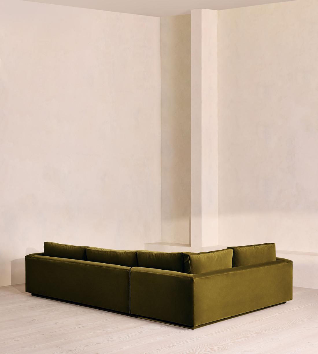 Mossley Right L-Shape Sofa - Velvet - Olive - Images - Image 3