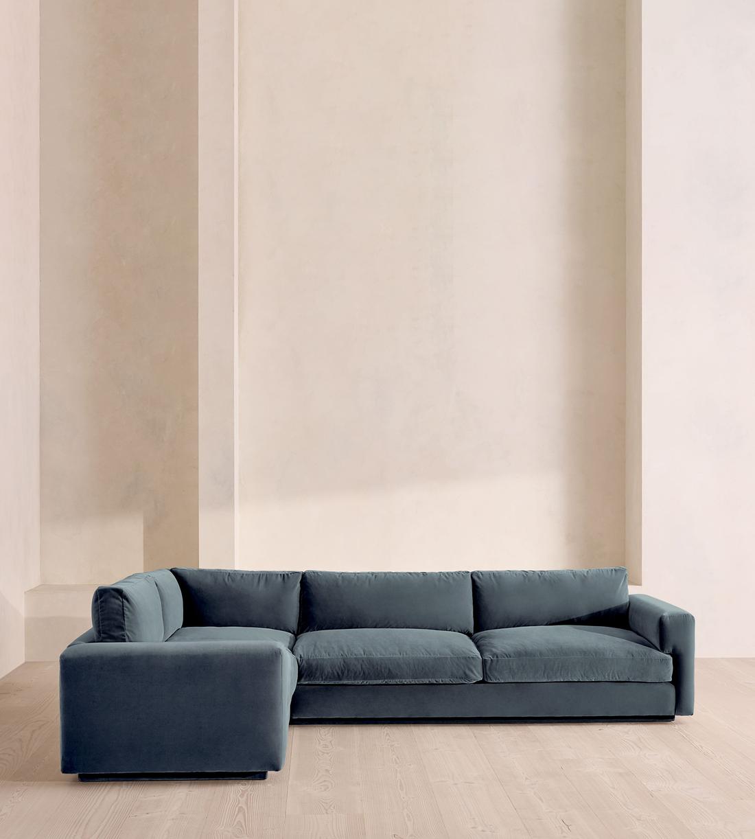 Mossley Right L-Shape Sofa - Velvet - Grey Blue - Listing - Image 2
