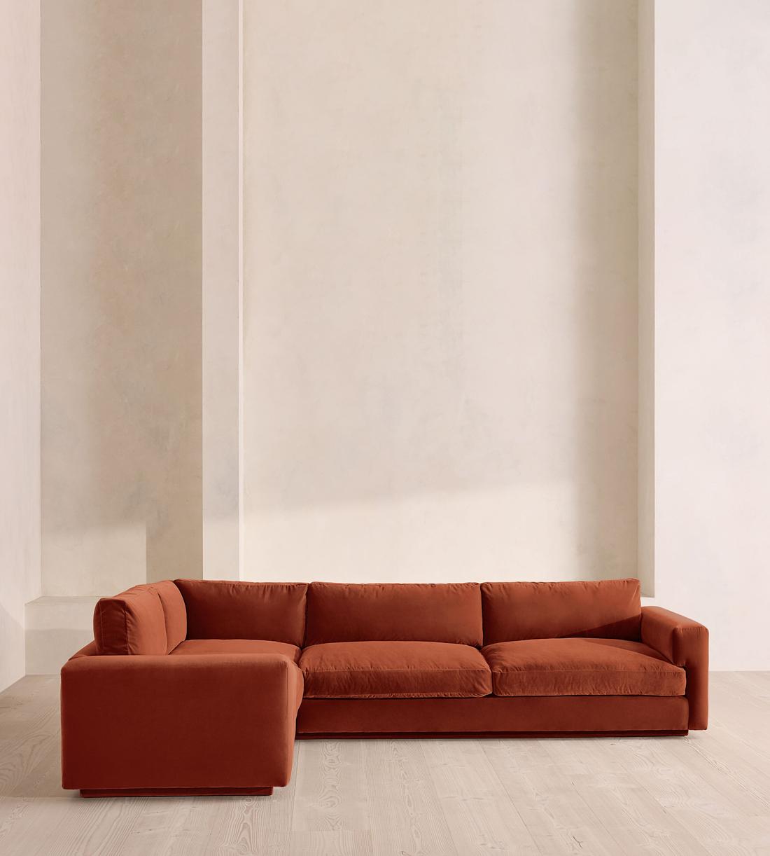 Mossley Right L-Shape Sofa - Velvet - Rust - Listing - Image 2