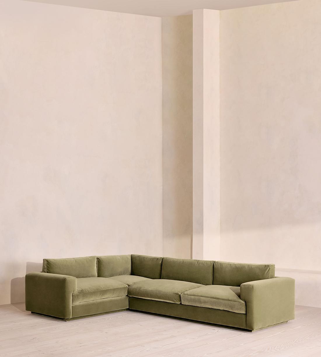Mossley Right L-Shape Sofa - Velvet - Lichen - Listing - Image 1