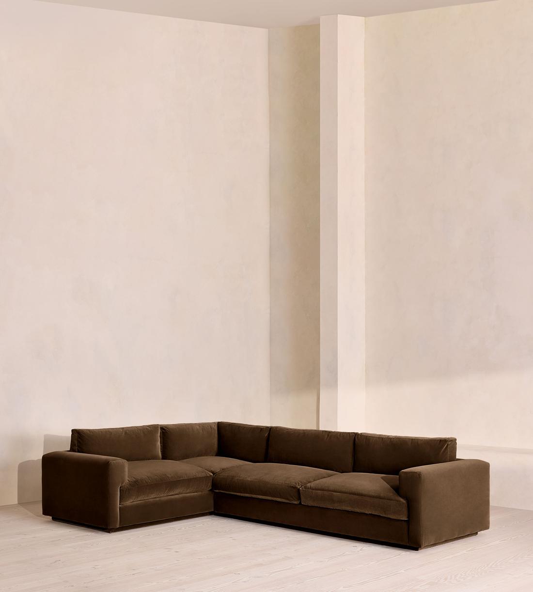 Mossley Right L-Shape Sofa - Velvet - Chocolate - Listing - Image 1