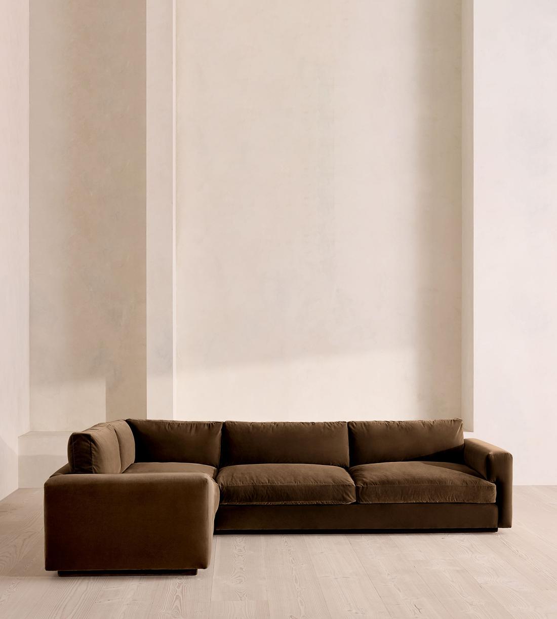 Mossley Right L-Shape Sofa - Velvet - Chocolate - Listing - Image 2