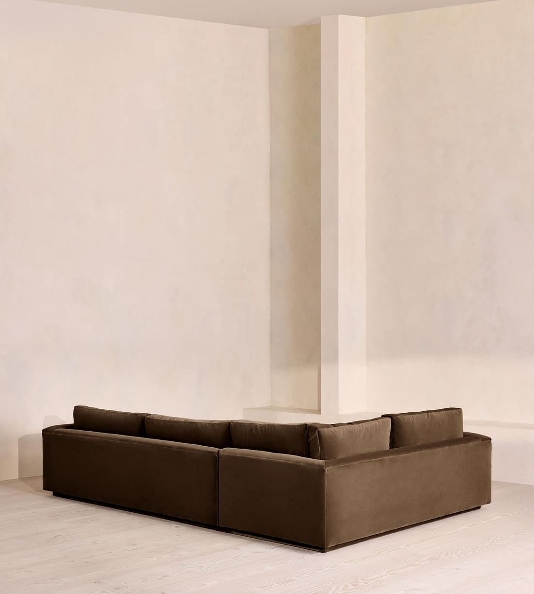 Mossley Right L-Shape Sofa - Velvet - Chocolate - Images - Image 3