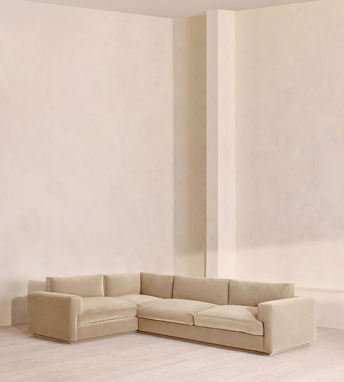 Mossley Right L-Shape Sofa - Velvet - Oyster - UK - Listing - Image 1