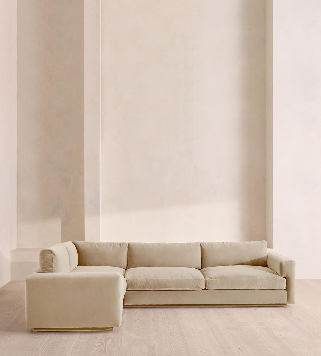 Mossley Right L-Shape Sofa - Velvet - Oyster - UK - Listing - Image 2
