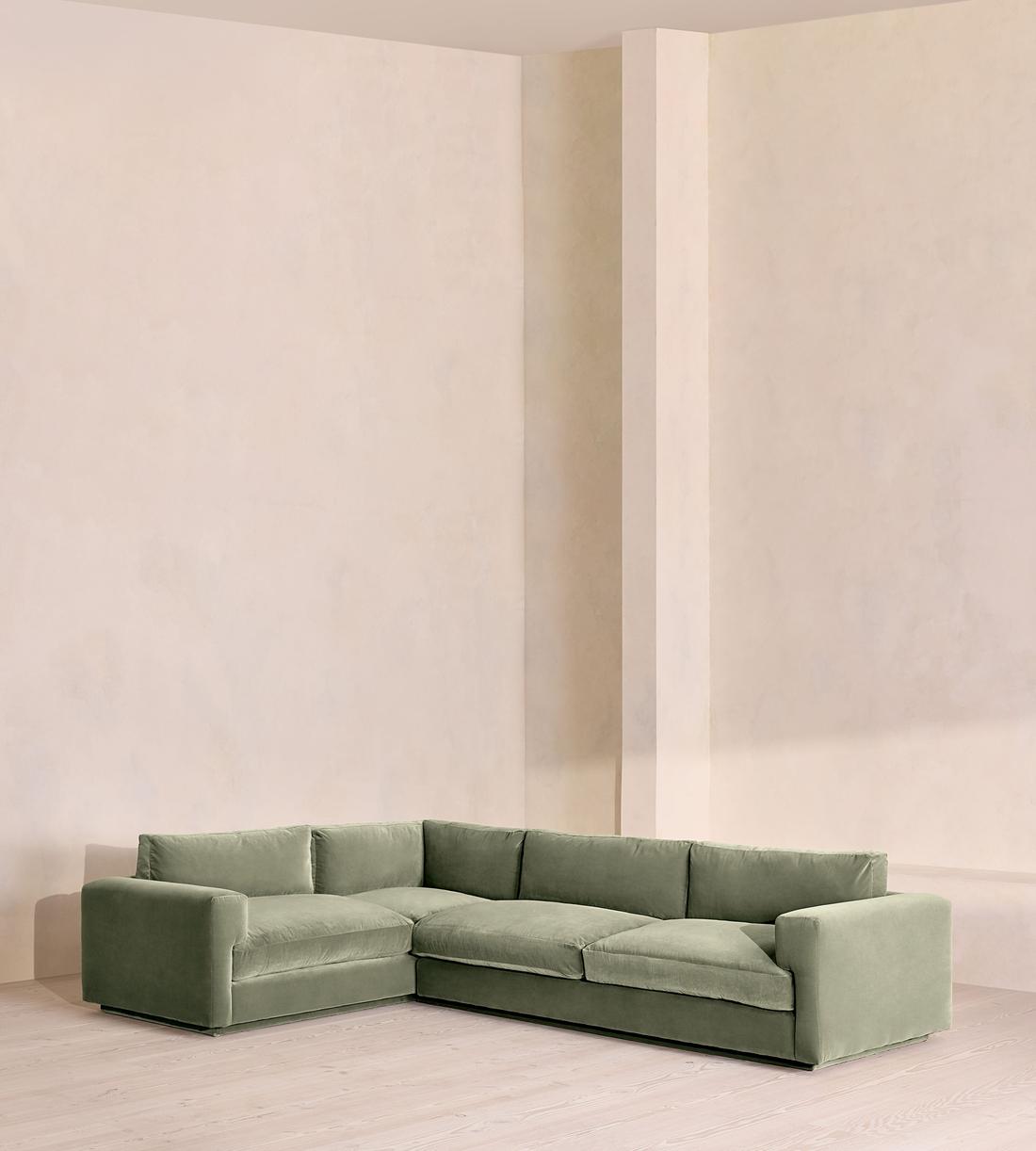 Mossley Right L-Shape Sofa - Velvet - Seafoam - US - Listing - Image 1