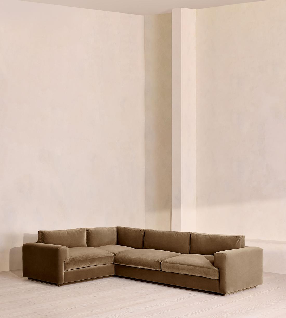 Mossley Right L-Shape Sofa - Velvet - Truffle - US - Listing - Image 1