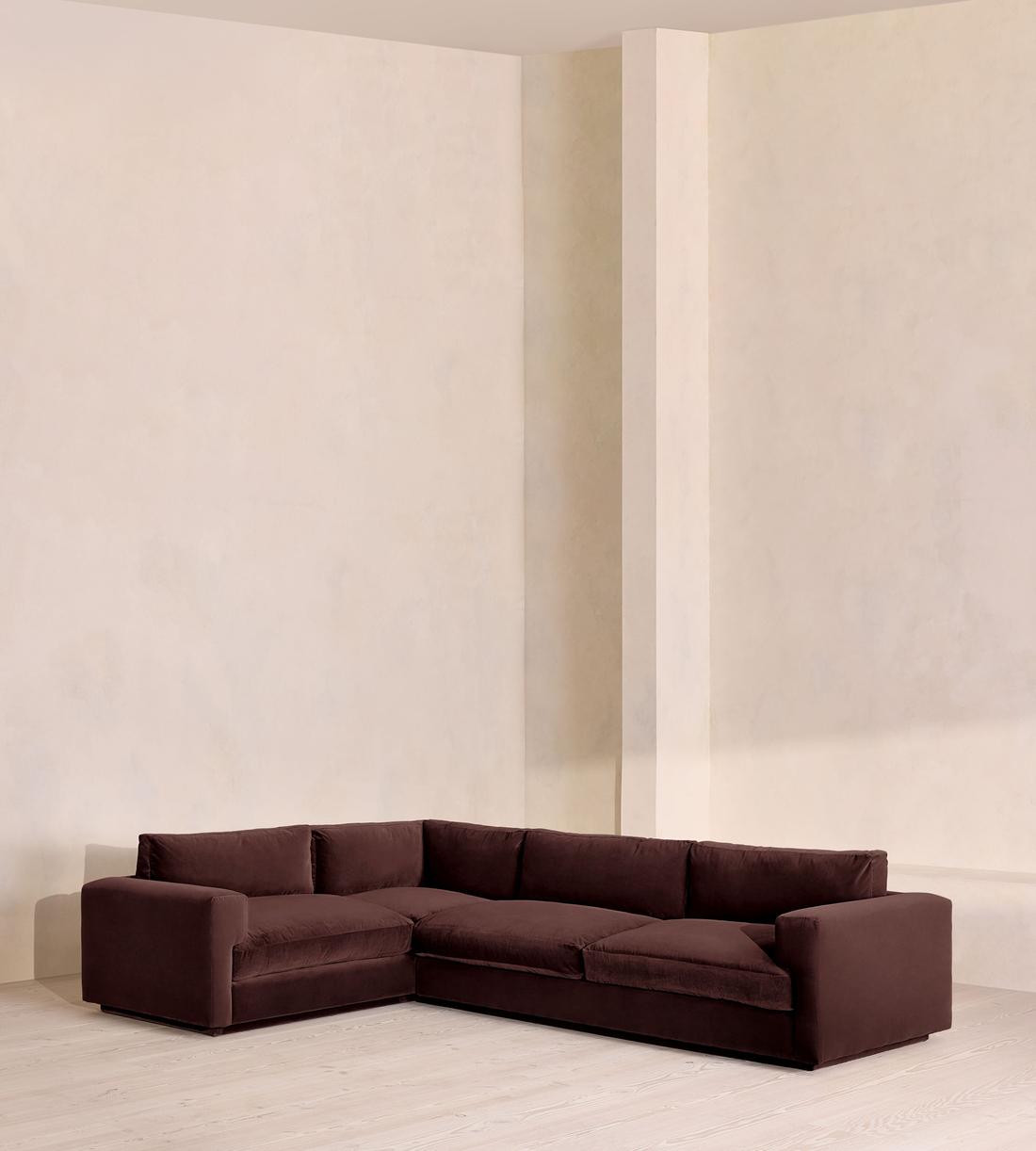 Mossley Right L-Shape Sofa - Velvet - Aubergine - US - Listing - Image 1