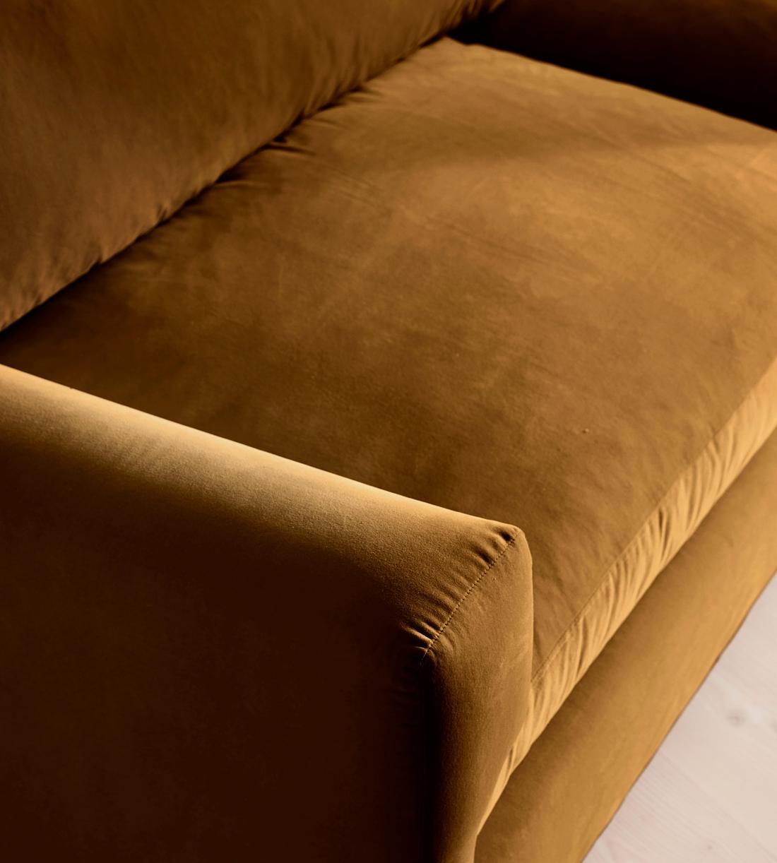 Mossley Four Seater Sofa - Velvet - Mustard - Images - Image 6