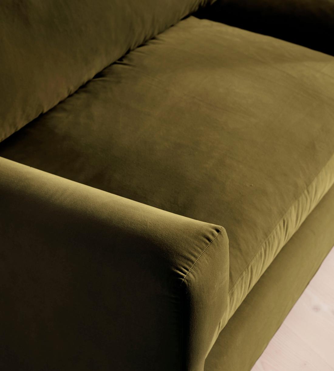 Mossley Four Seater Sofa - Velvet - Olive - Images - Image 6