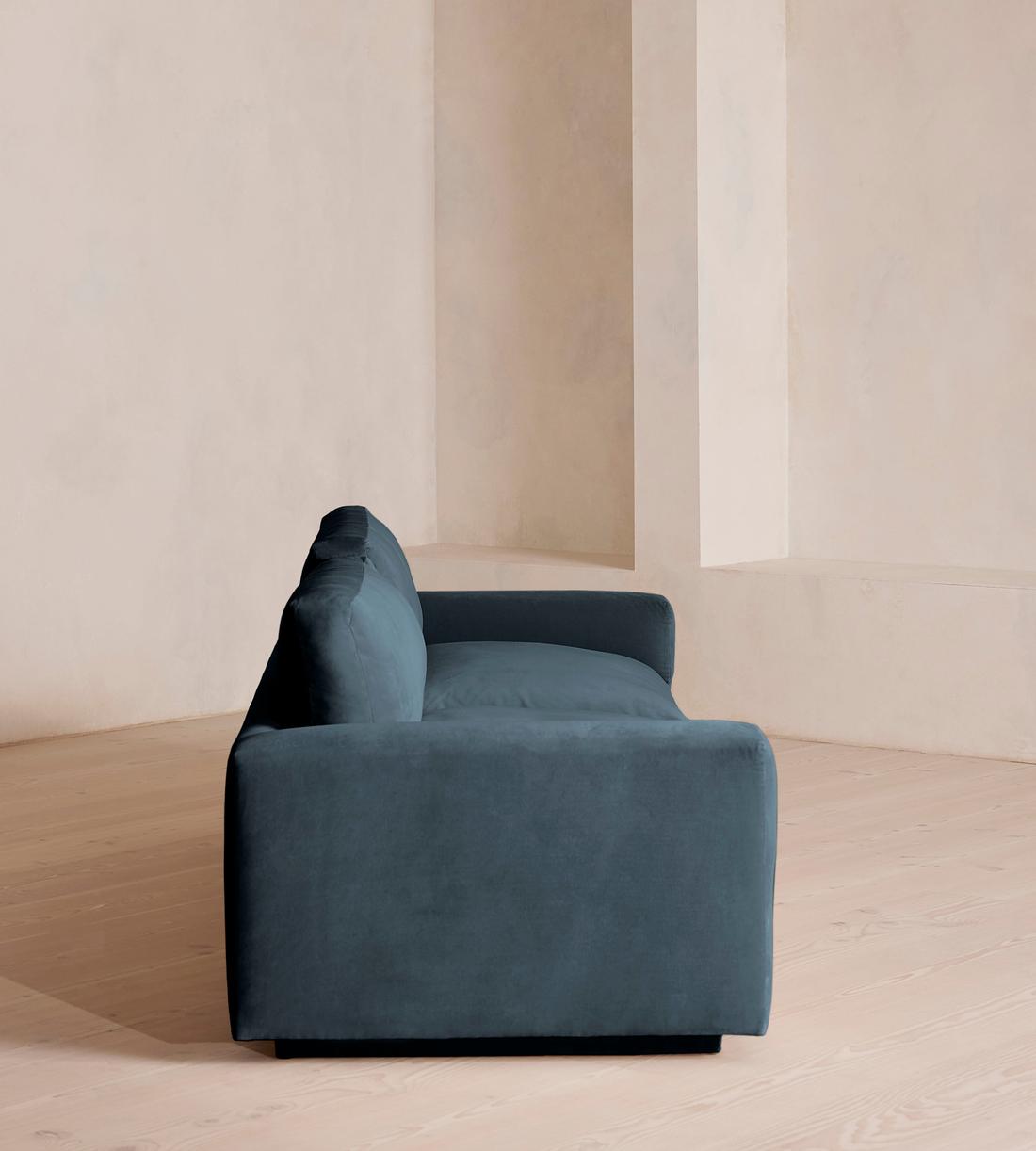 Mossley Four Seater Sofa - Velvet - Grey Blue - Images - Image 3