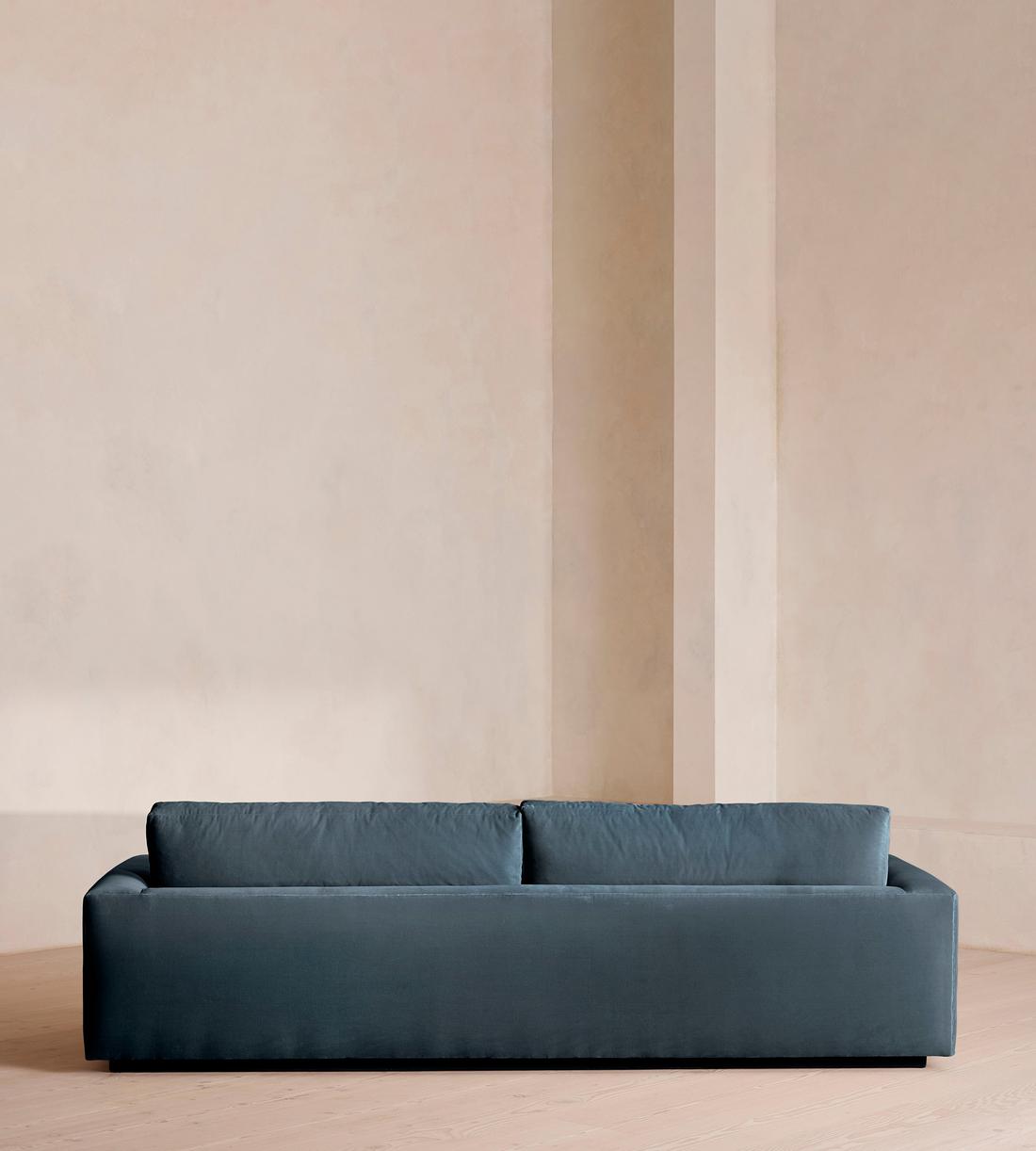 Mossley Four Seater Sofa - Velvet - Grey Blue - Images - Image 4