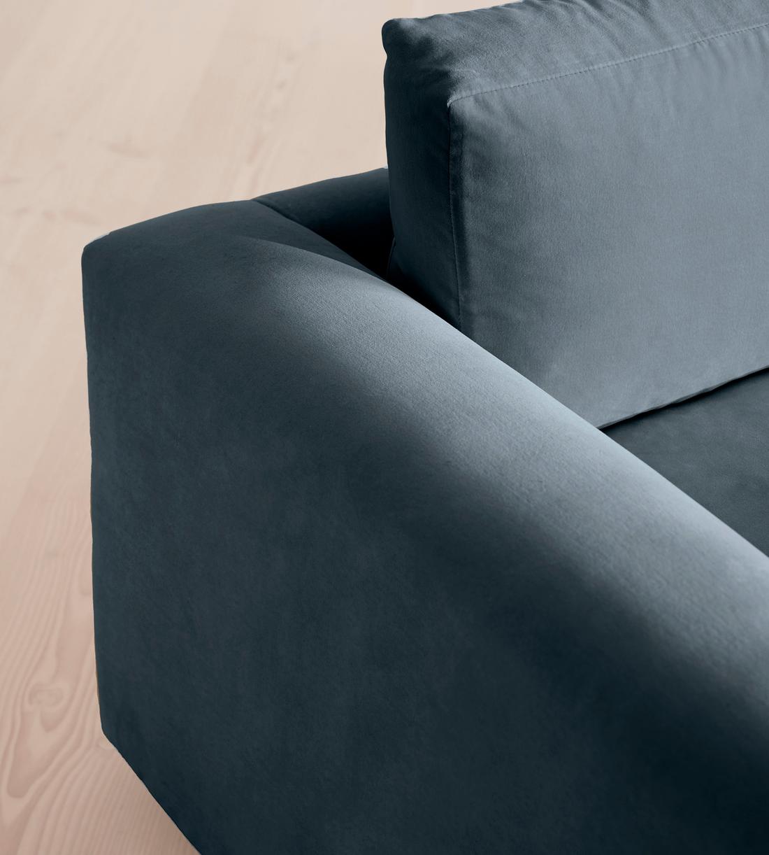 Mossley Four Seater Sofa - Velvet - Grey Blue - Images - Image 5
