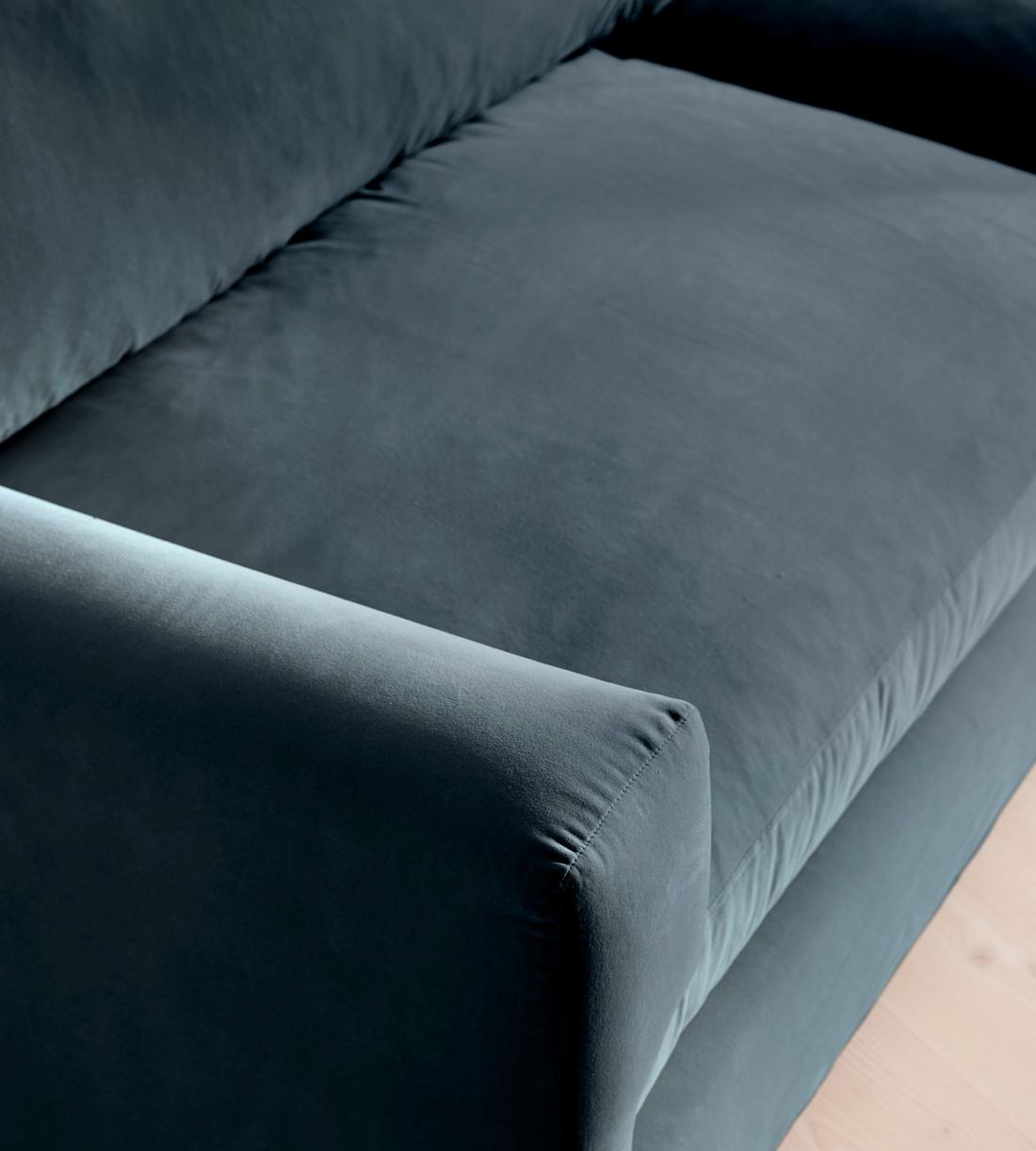 Mossley Four Seater Sofa - Velvet - Grey Blue - Images - Image 6