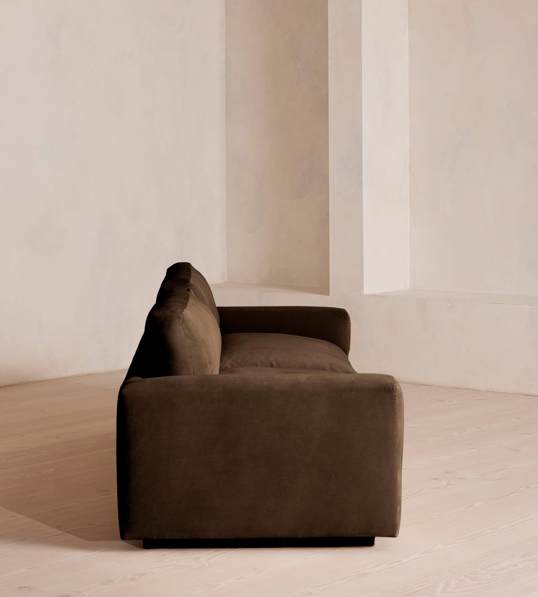 Mossley Four Seater Sofa - Velvet - Chocolate Brown - Images - Image 3
