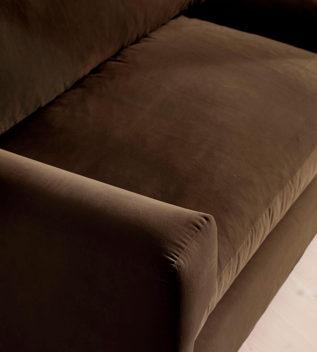 Mossley Four Seater Sofa - Velvet - Chocolate Brown - Images - Image 6