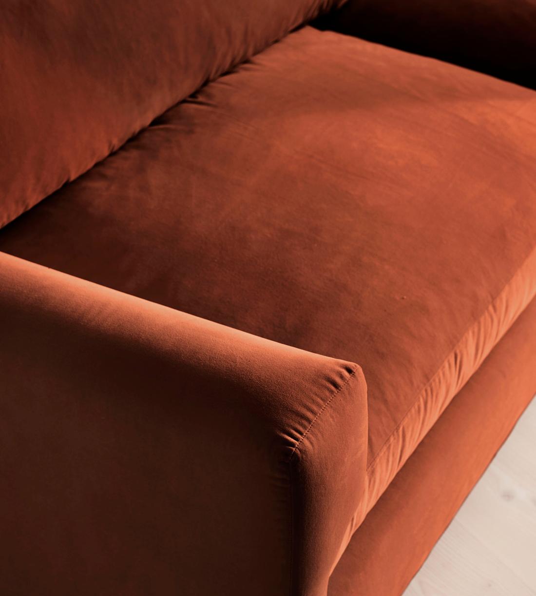 Mossley Four Seater Sofa - Velvet Rust - Images - Image 6