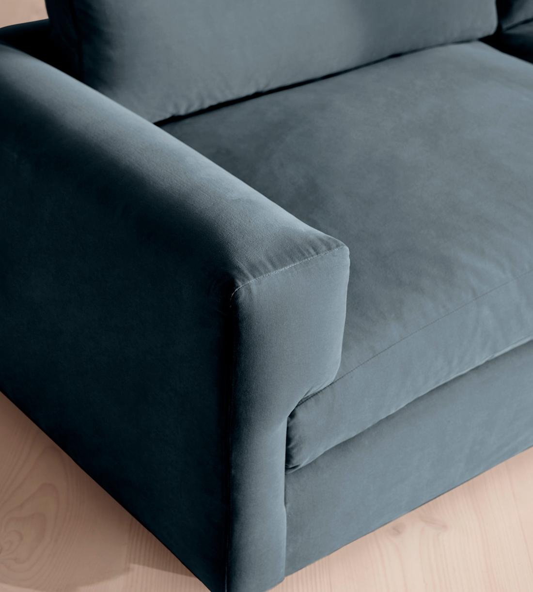 Mossley Three Seater Sofa - Velvet - Grey Blue - Images - Image 5
