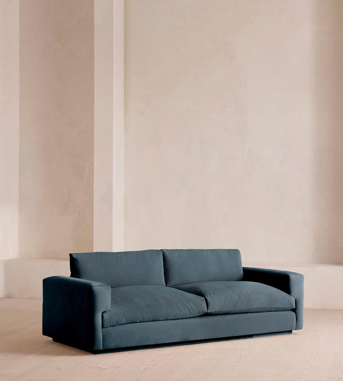 Mossley Three Seater Sofa - Velvet - Grey Blue - US - Listing - Image 1