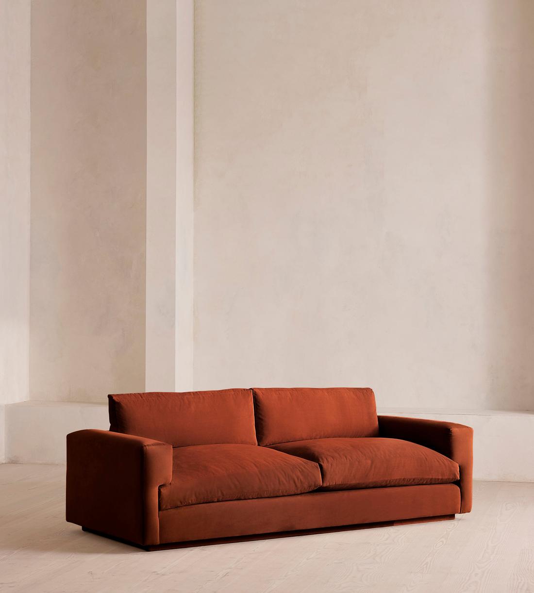Mossley Three Seater Sofa - Velvet - Rust - US - Listing - Image 1