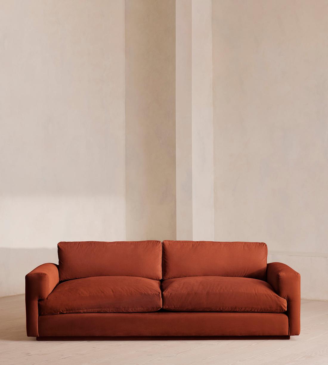 Mossley Three Seater Sofa - Velvet - Rust - US - Listing - Image 2