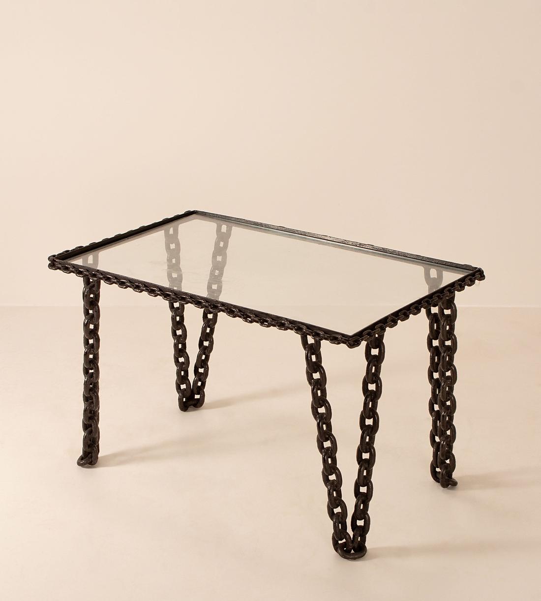 Vintage Rope Chain Coffee Table - Glass - Images - Image 3
