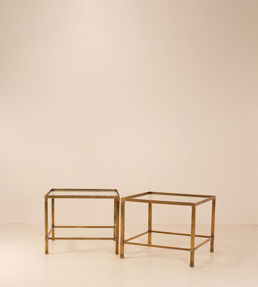 Vintage Pair of Deco Side Tables - Brass and Glass - Listing - Image 1