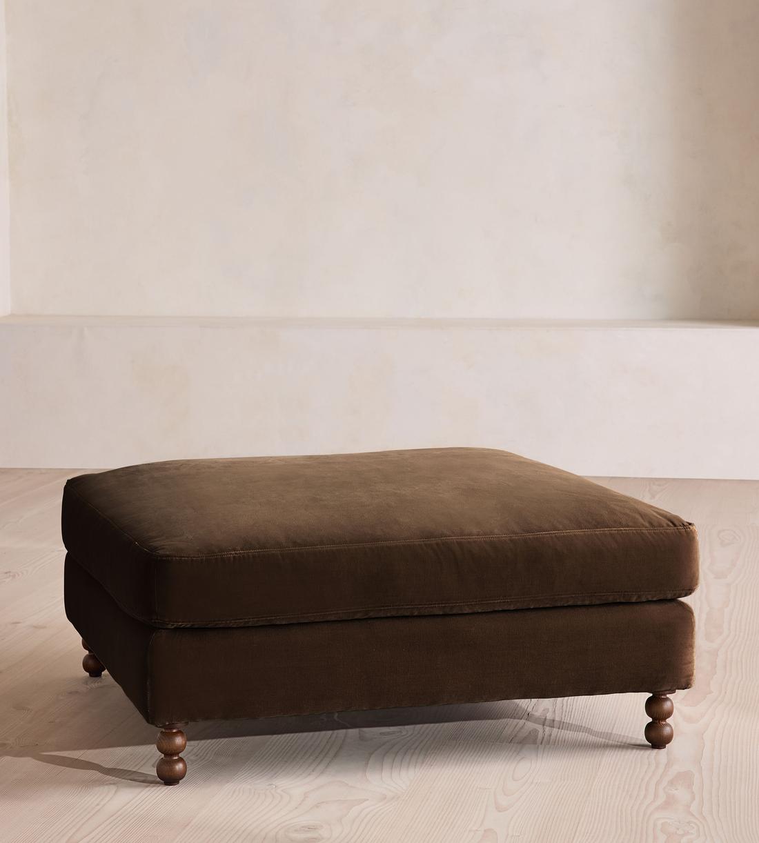 Audrey Square Ottoman - Sofa - Velvet - Chocolate - US - Listing - Image 1