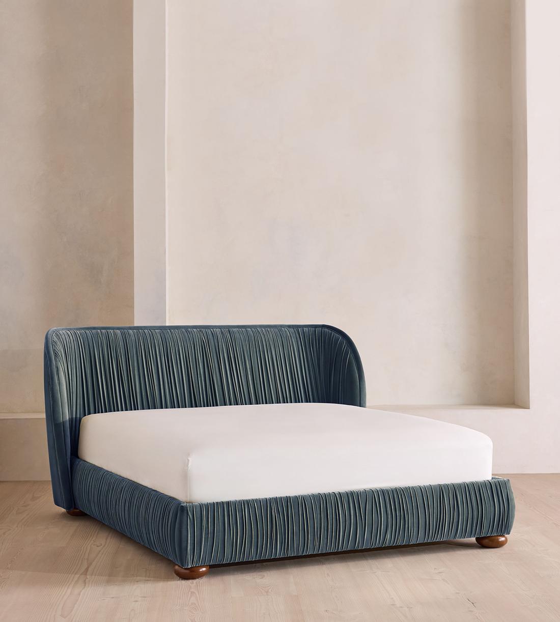 Blair Bed - King - Velvet - Grey Blue - UK - Listing - Image 1