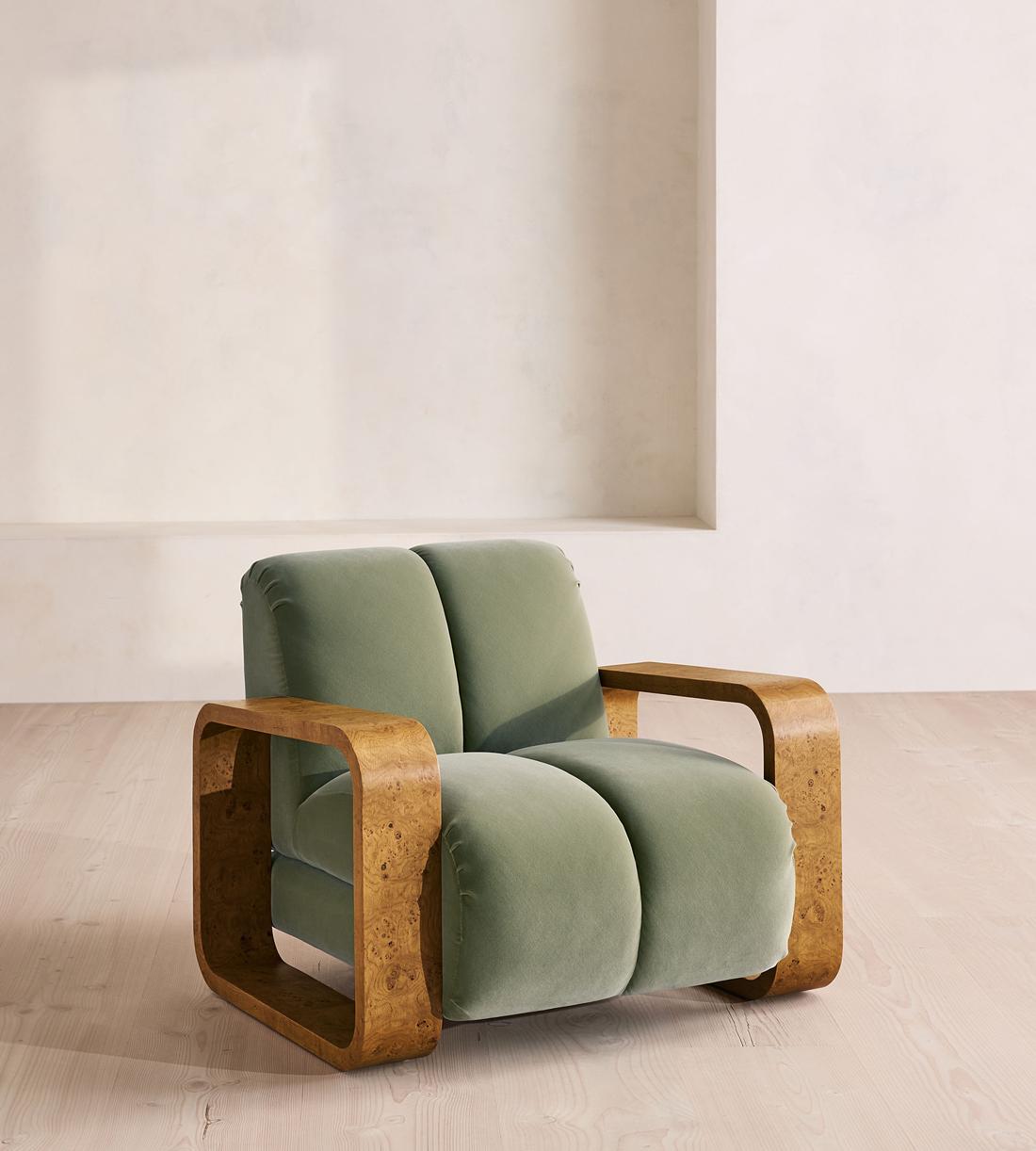 Blake Armchair - Velvet - Seafoam - UK - Listing - Image 4