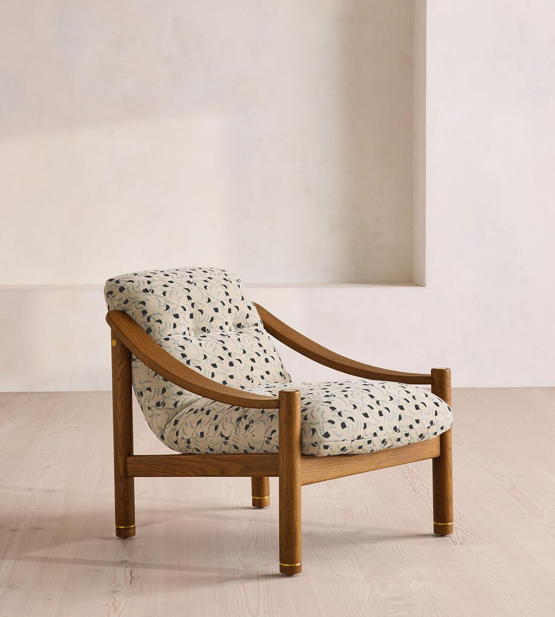 Karine Armchair - Dark Stain - Olia Jacquard - UK - Listing - Image 1
