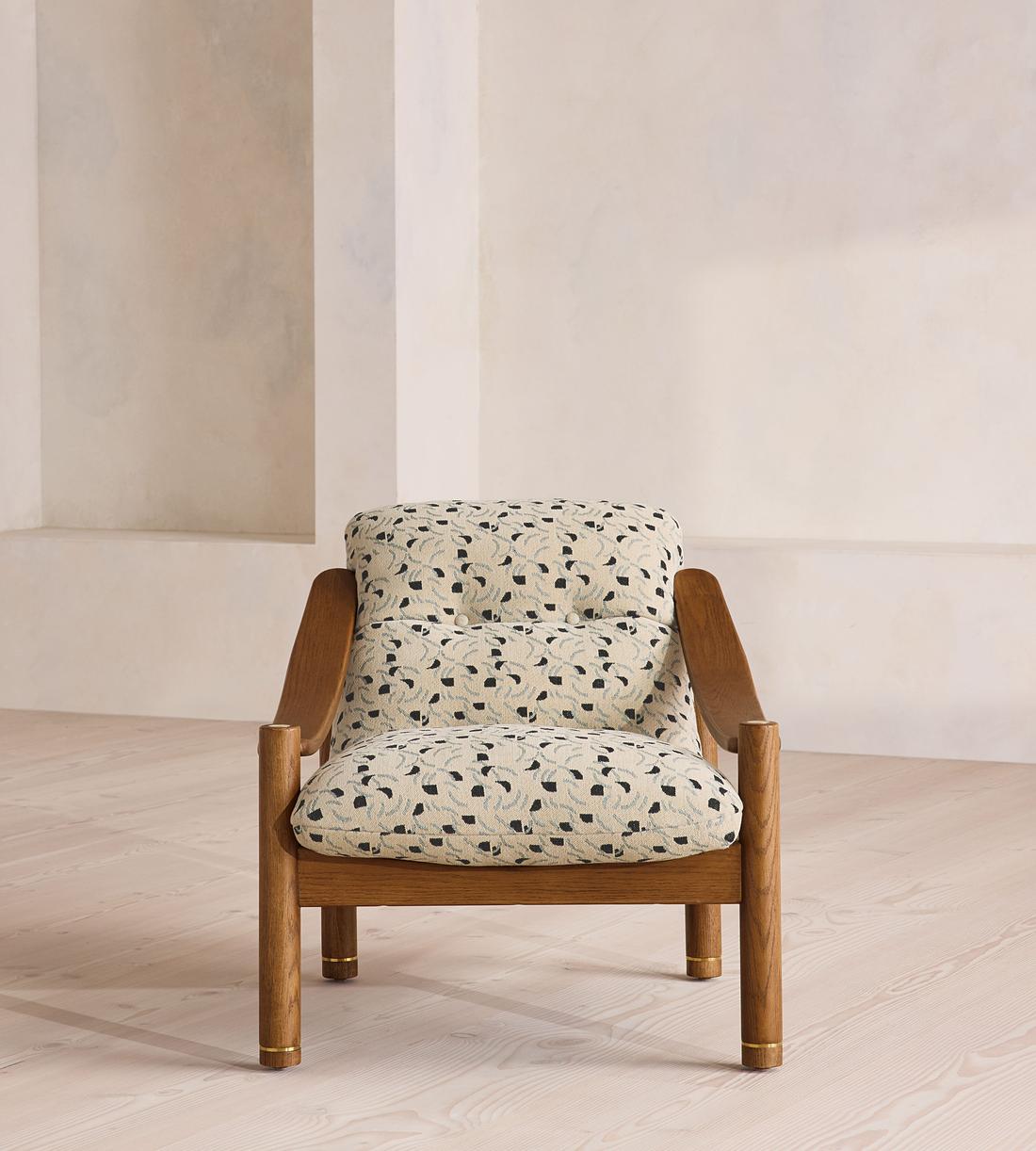 Karine Armchair - Dark Stain - Olia Jacquard - UK - Listing - Image 2