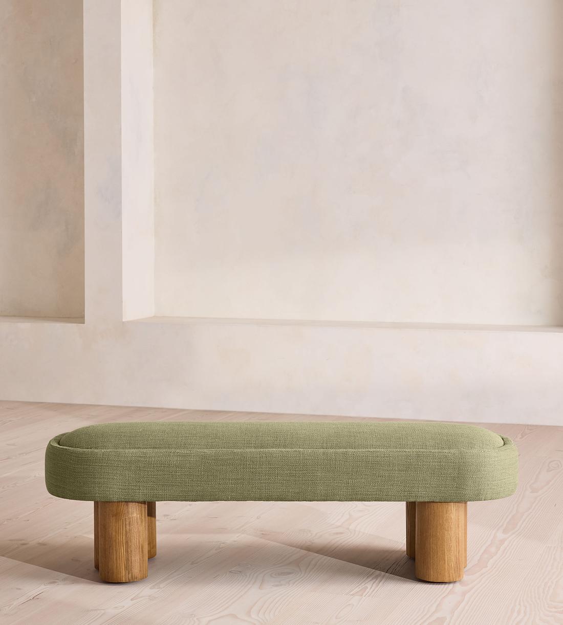 Nieve Bench - Wool Linen - Sage US - Listing - Image 2