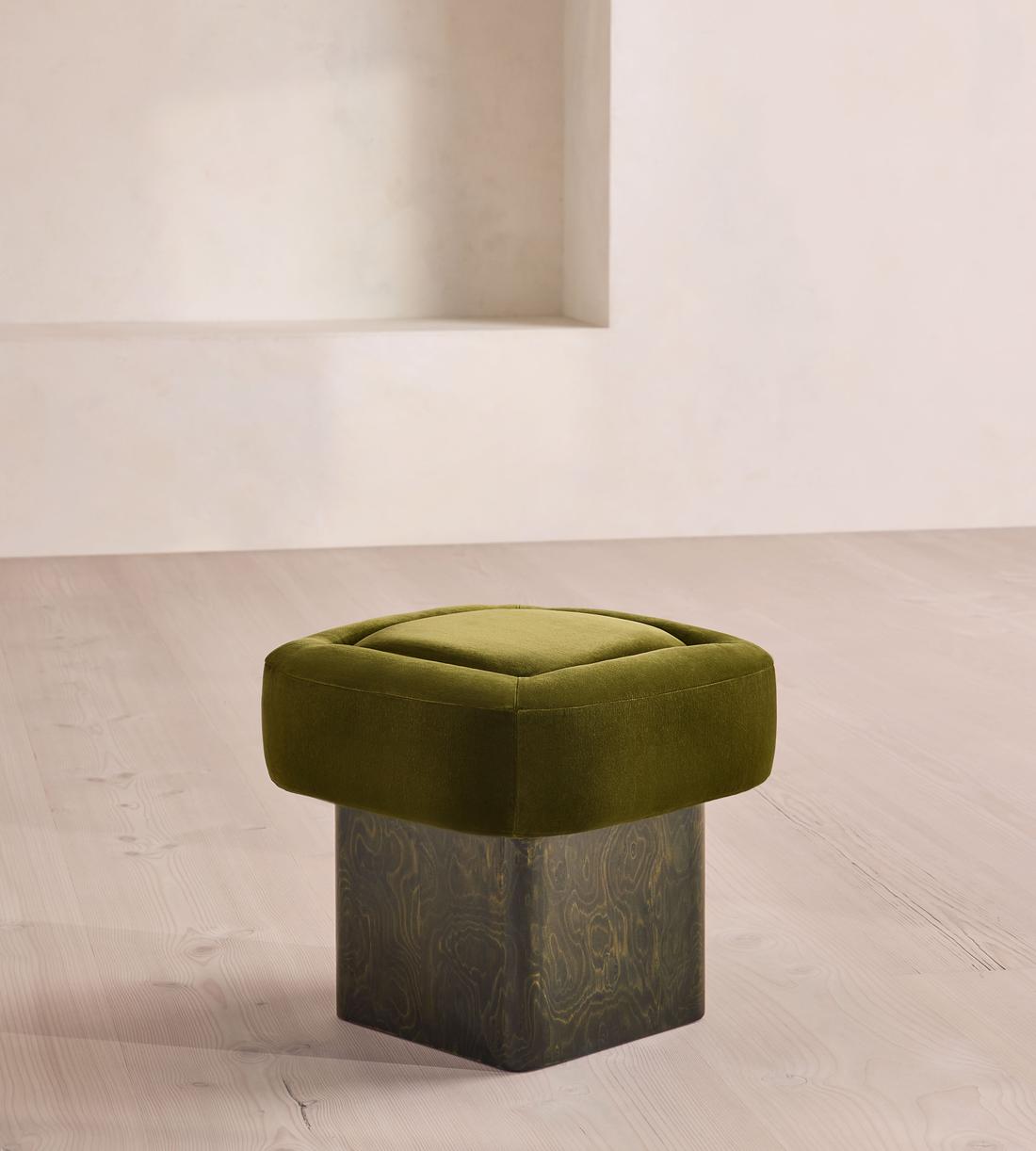 Ralph Footstool - Velvet - Olive - Listing - Image 1