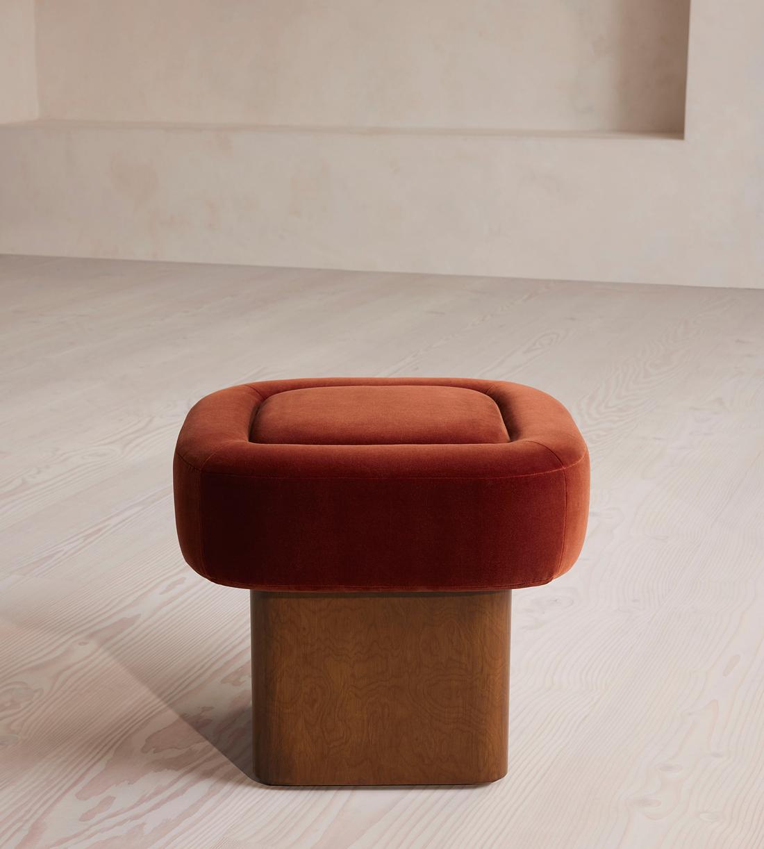 Ralph Footstool - Velvet - Rust - Listing - Image 1