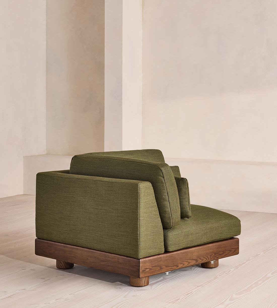 Truro Modular Sofa - Left Arm Module - Wool Linen - Moss - Image 7
