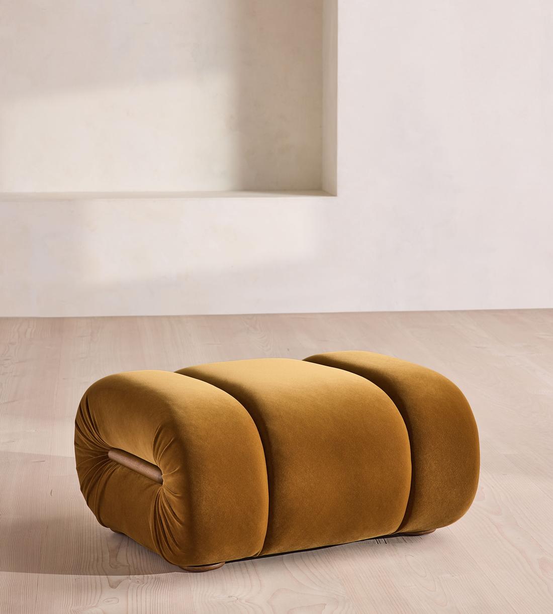 Umbria Footstool - Velvet - Mustard - US - Listing - Image 4
