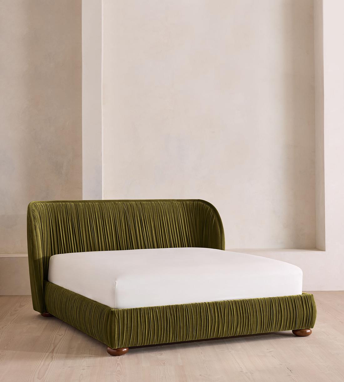 Blair Bed - King - Velvet - Olive - US - Listing - Image 1