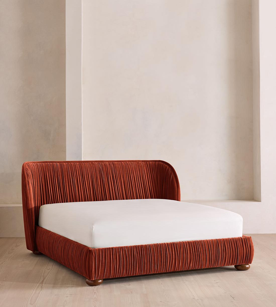 Blair Bed - King - Velvet - Rust - US - Listing - Image 1