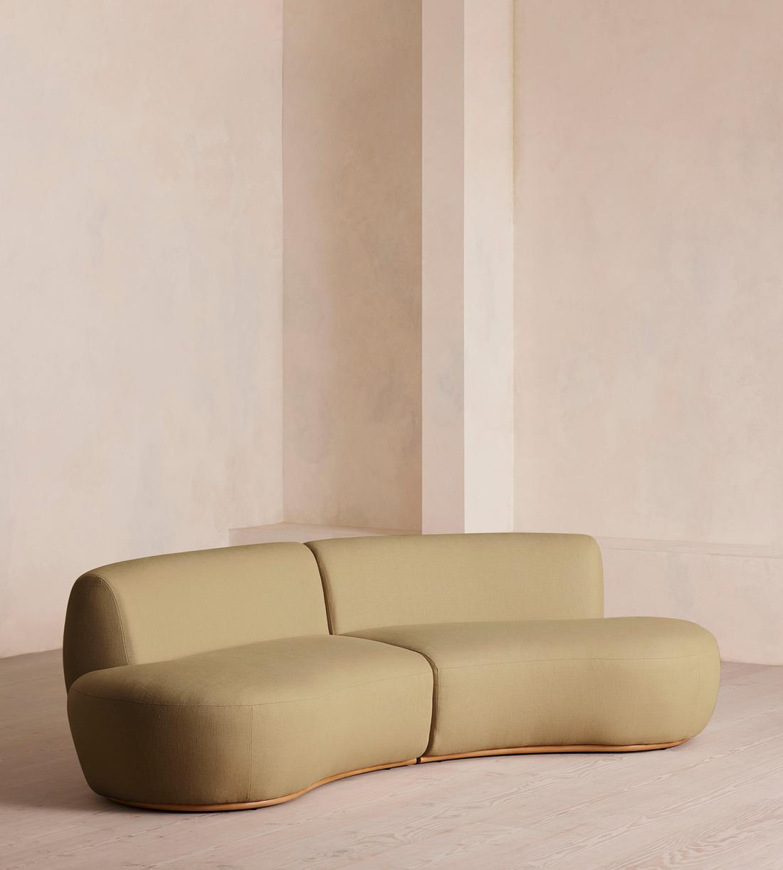 Aline Serpentine Modular Sofa - Three Seater - Linen - Wheat - US - Listing - Image 2