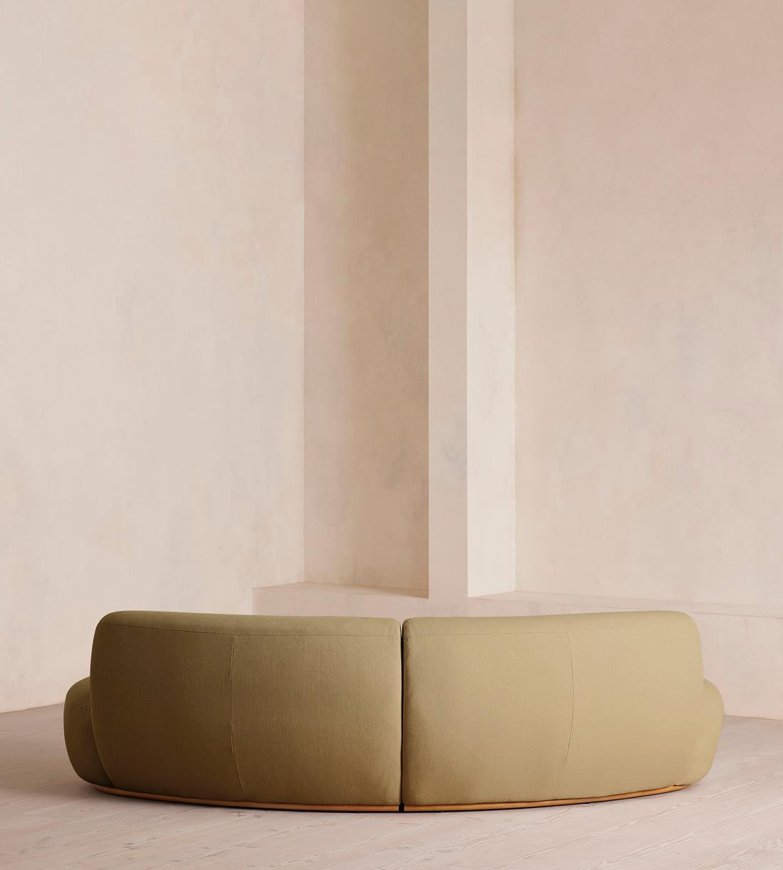 Aline Serpentine Modular Sofa - Three Seater - Linen - Wheat - US - Images - Image 4