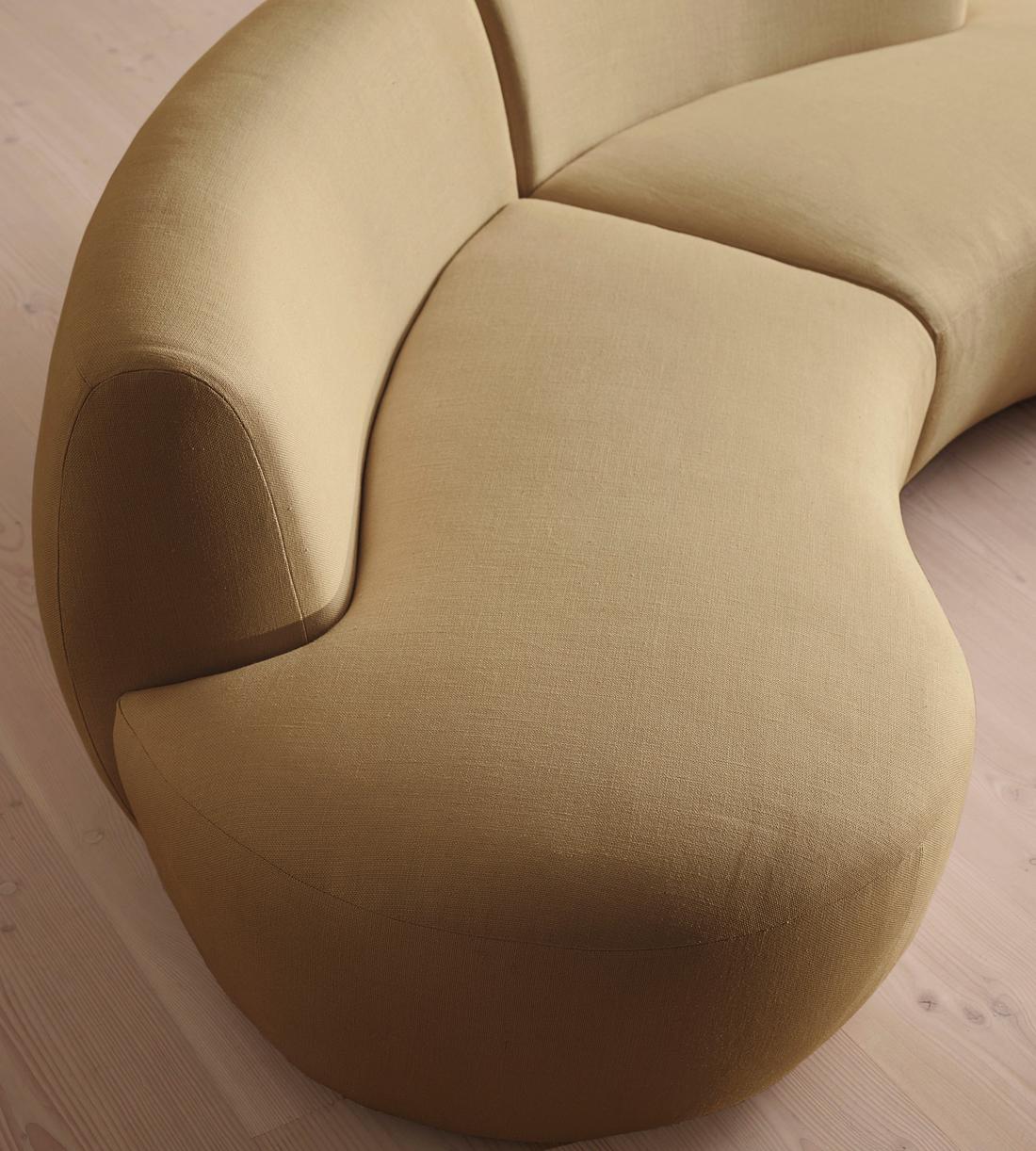 Aline Serpentine Modular Sofa - Three Seater - Linen - Wheat - US - Images - Image 5
