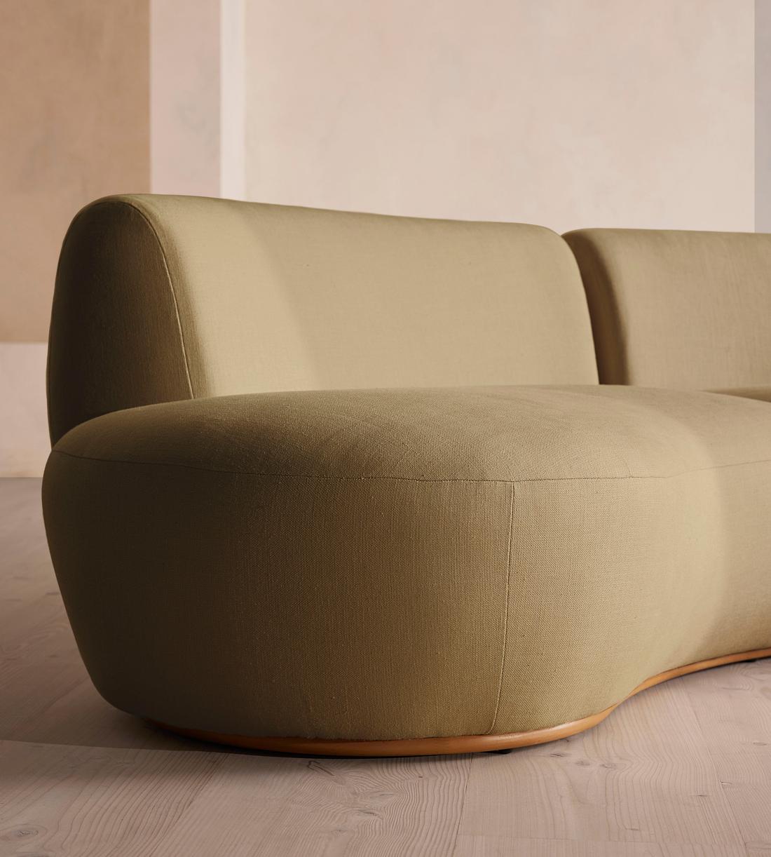 Aline Serpentine Modular Sofa - Three Seater - Linen - Wheat - US - Images - Image 6
