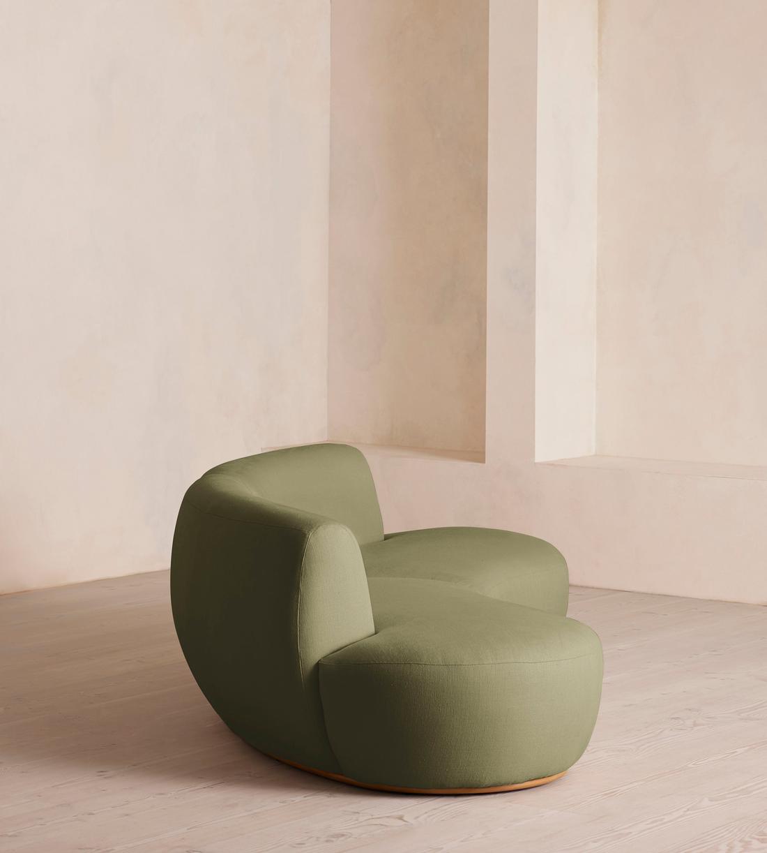 Aline Serpentine Modular Sofa - Three Seater - Linen - Sage - UK - Images - Image 3